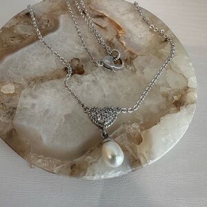 Judith Ripka Silver Heart Necklace with Pearl